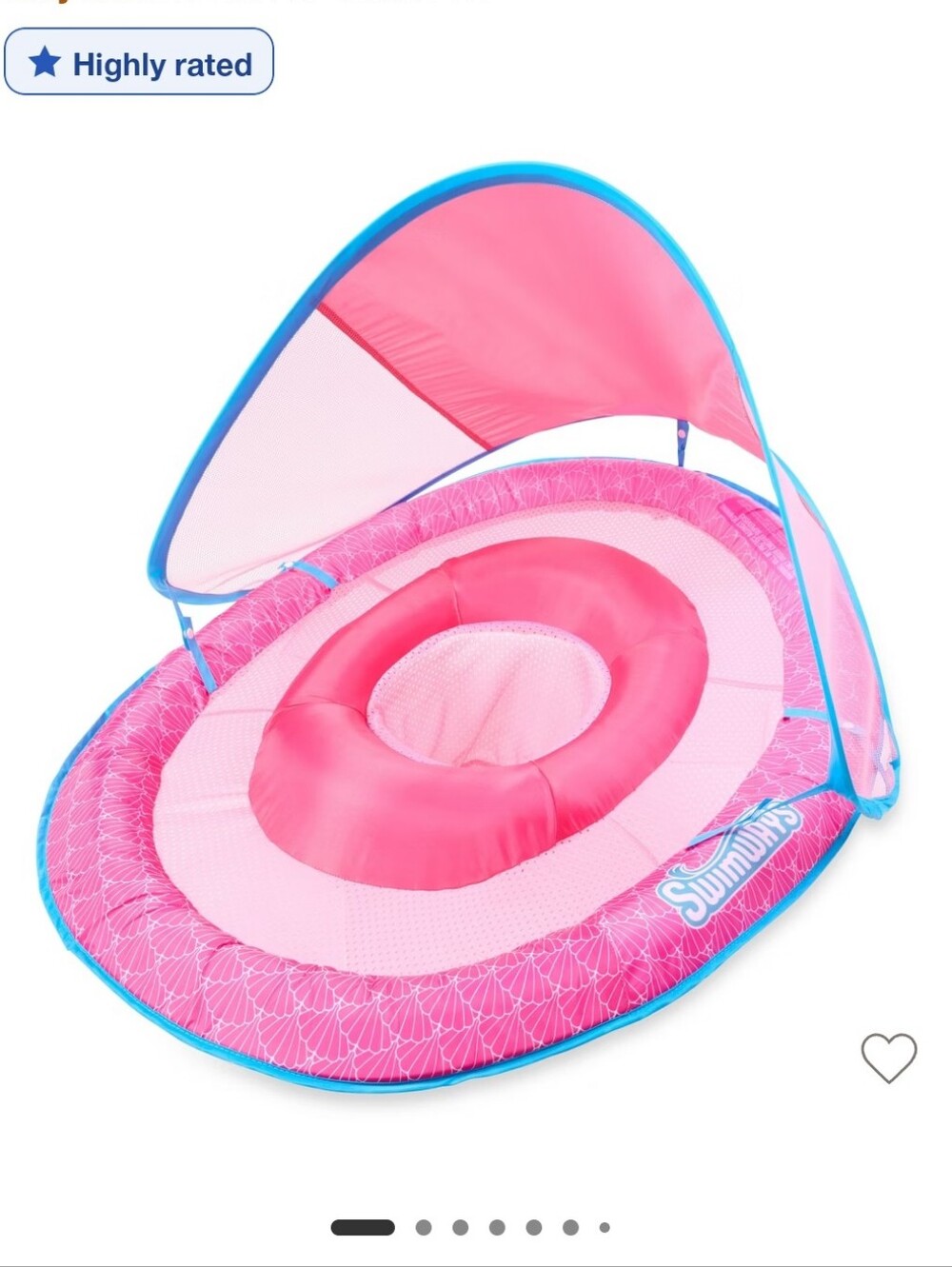 NEW SwimWays Sun Canopy Baby Spring Float- Pink